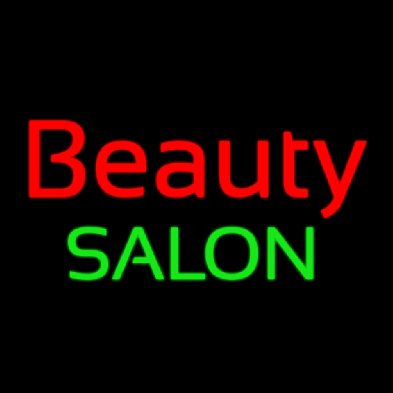 Cursive Red Beauty Salon Green Neonskylt