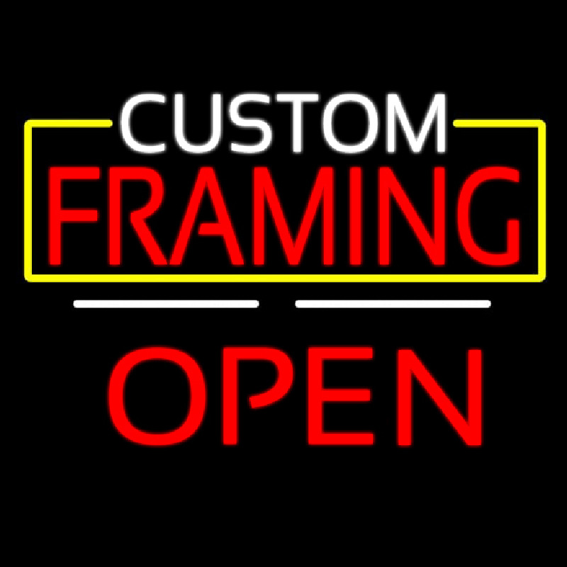 Custom Framing Open White Line Neonskylt