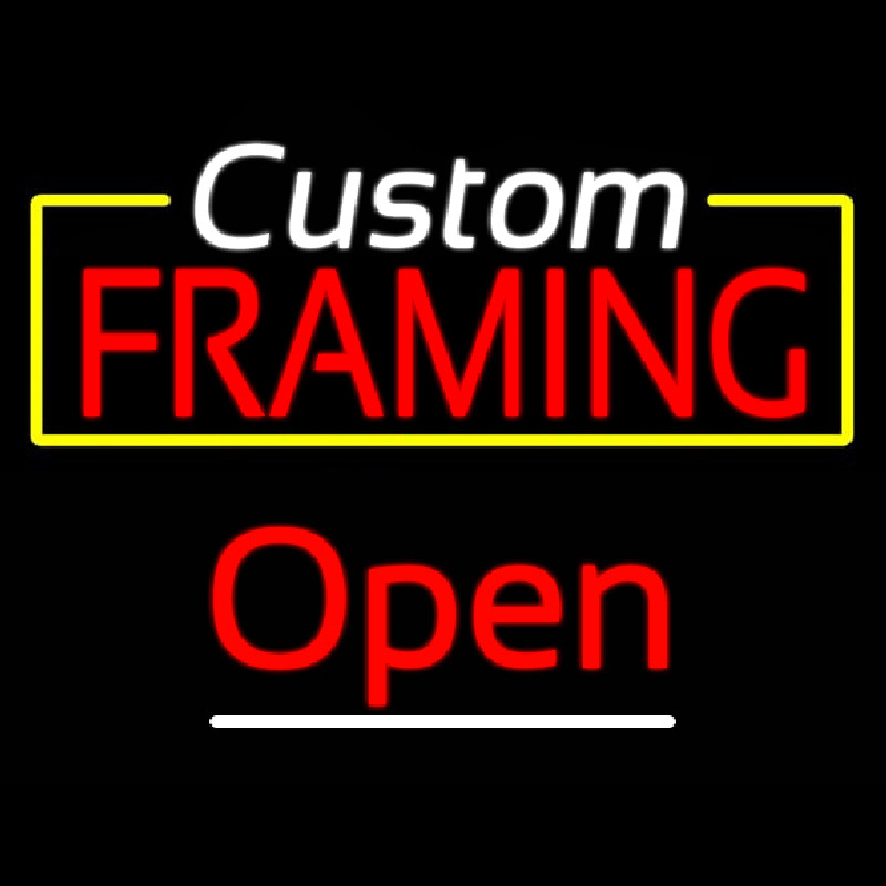 Custom Framing Yellow Border Open Neonskylt