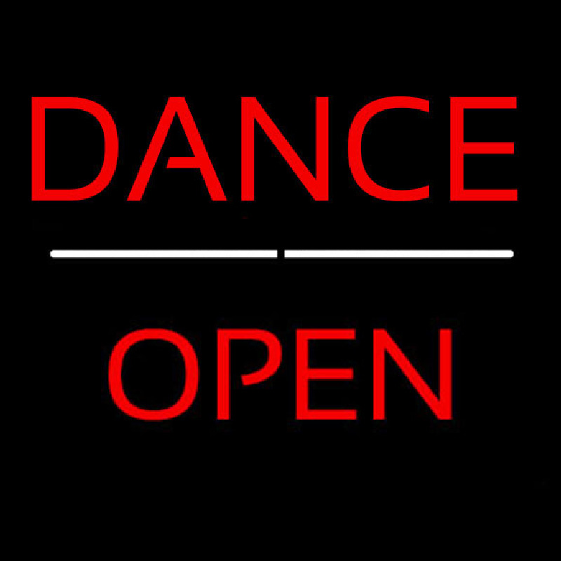 Dance Open White Line Neonskylt