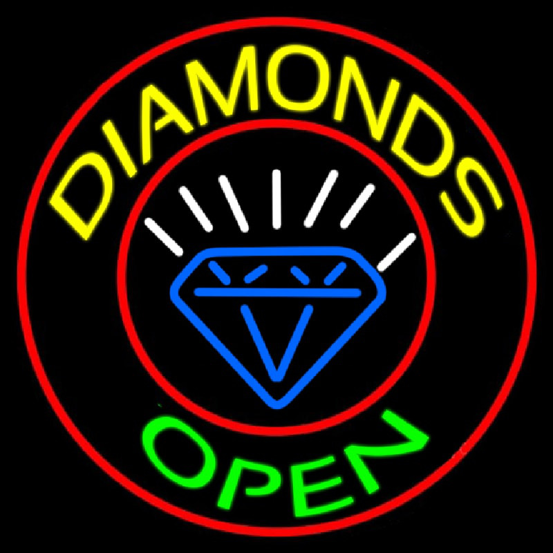 Diamonds Open Block With Logo Neonskylt