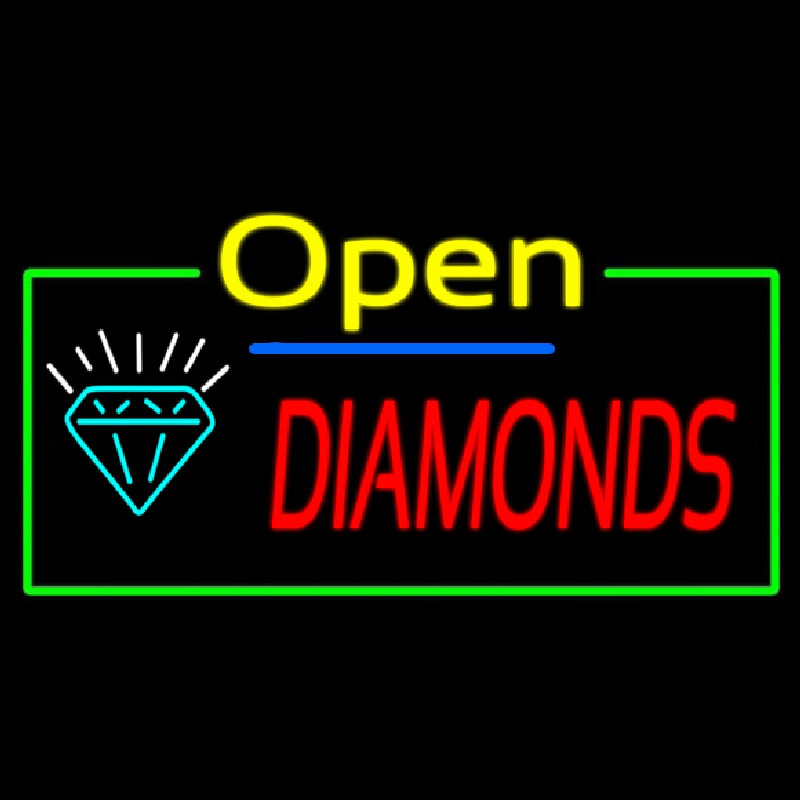 Diamonds Open Neonskylt