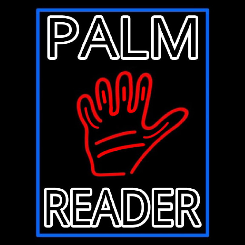 Double Stroke Palm Reader With Border Neonskylt