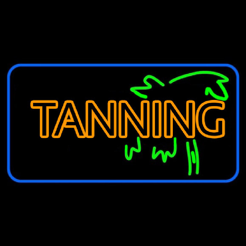 Double Stroke Yellow Tanning Neonskylt