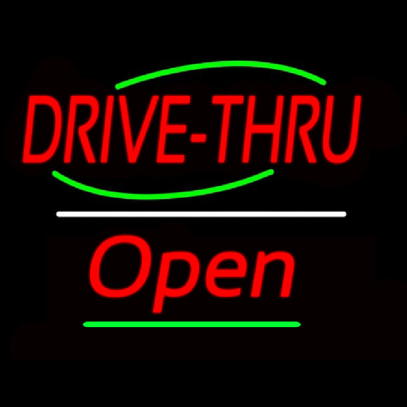 Drive Thru Open Yellow Line Neonskylt