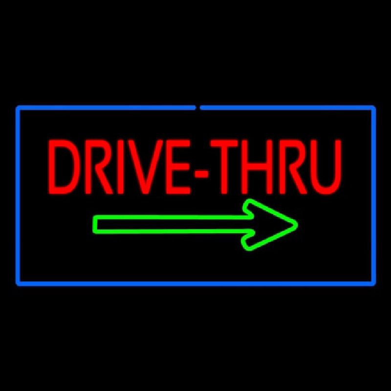 Drive Thru Rectangle Blue Neonskylt