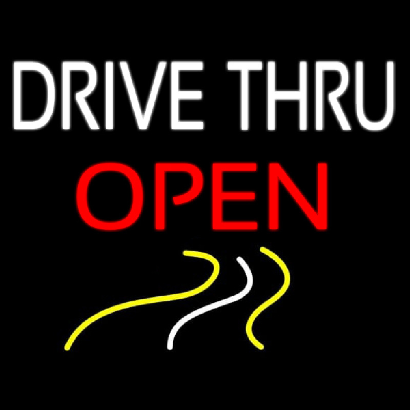 Drive Thru Red Open Neonskylt