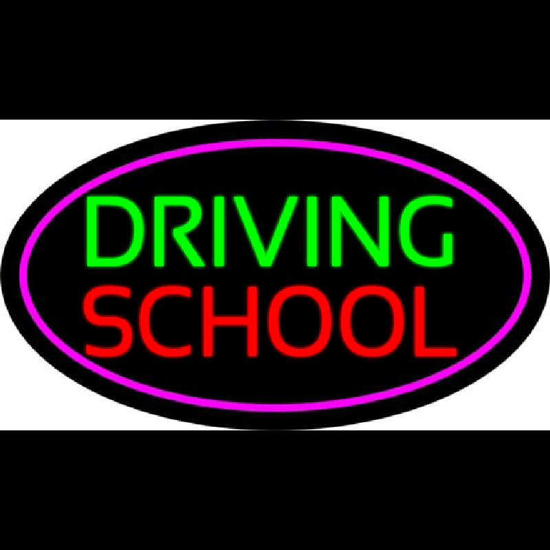 Driving School Purple Oval Neonskylt