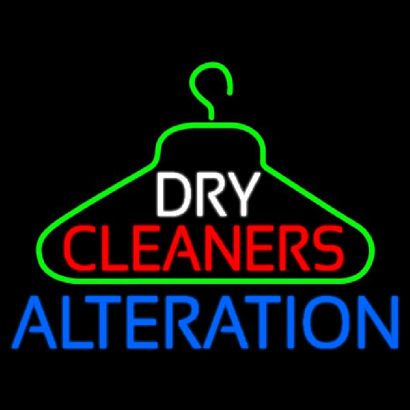 Dry Cleaners Hanger Logo Alteration Neonskylt