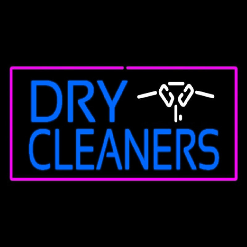 Dry Cleaners Logo Rectangle Pink Neonskylt