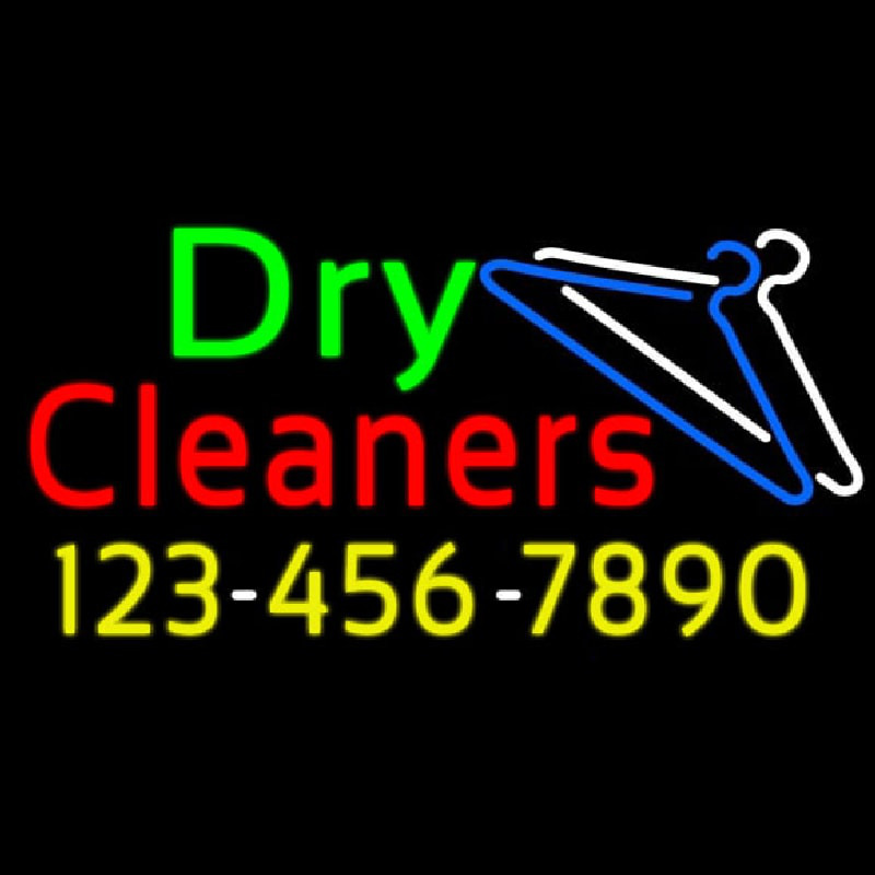 Dry Cleaners With Phone Number Logo Neonskylt