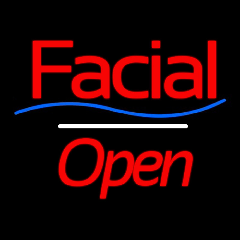 Facial Open White Line Neonskylt