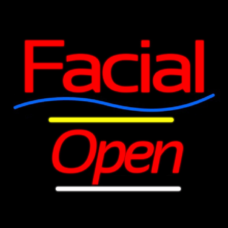 Facial Open Yellow Line Neonskylt