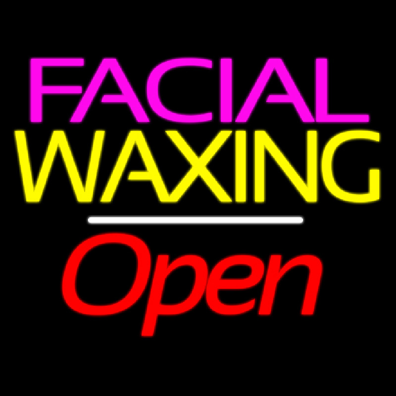 Facial Wa ing Open White Line Neonskylt