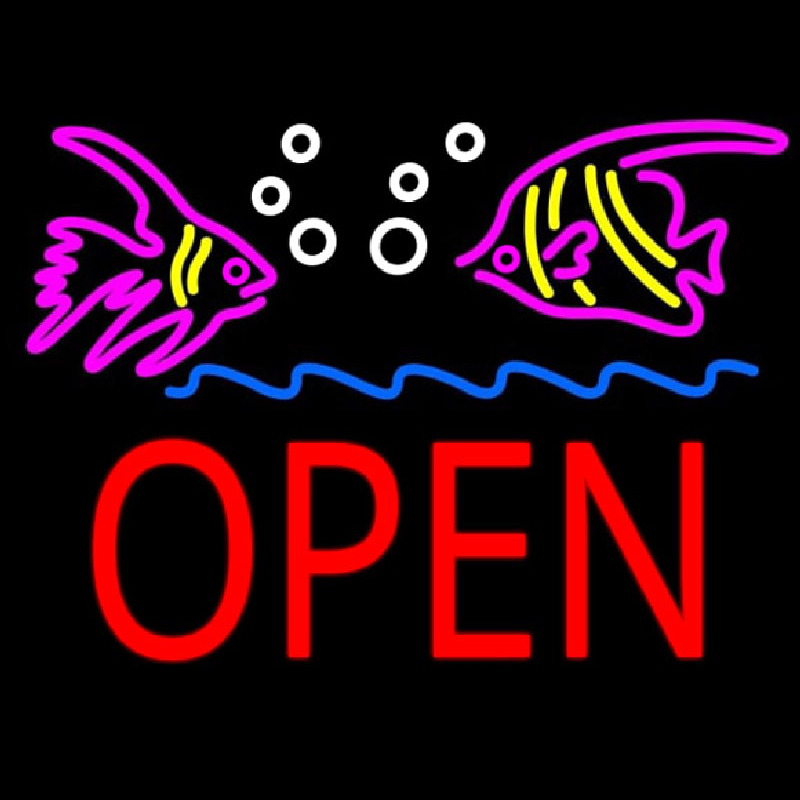 Fish Logo Block Open Neonskylt