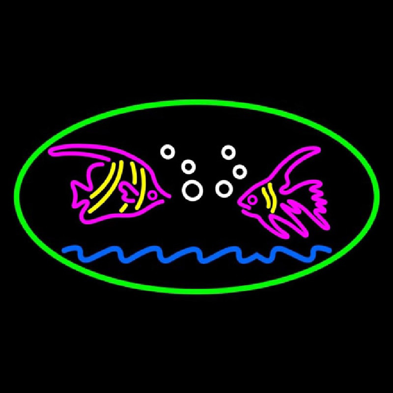 Fish Logo Green Oval Neonskylt