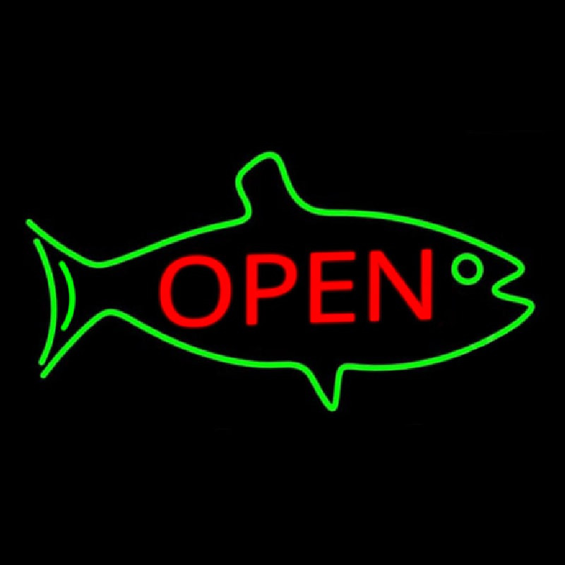 Fish Logo Open 2 Neonskylt