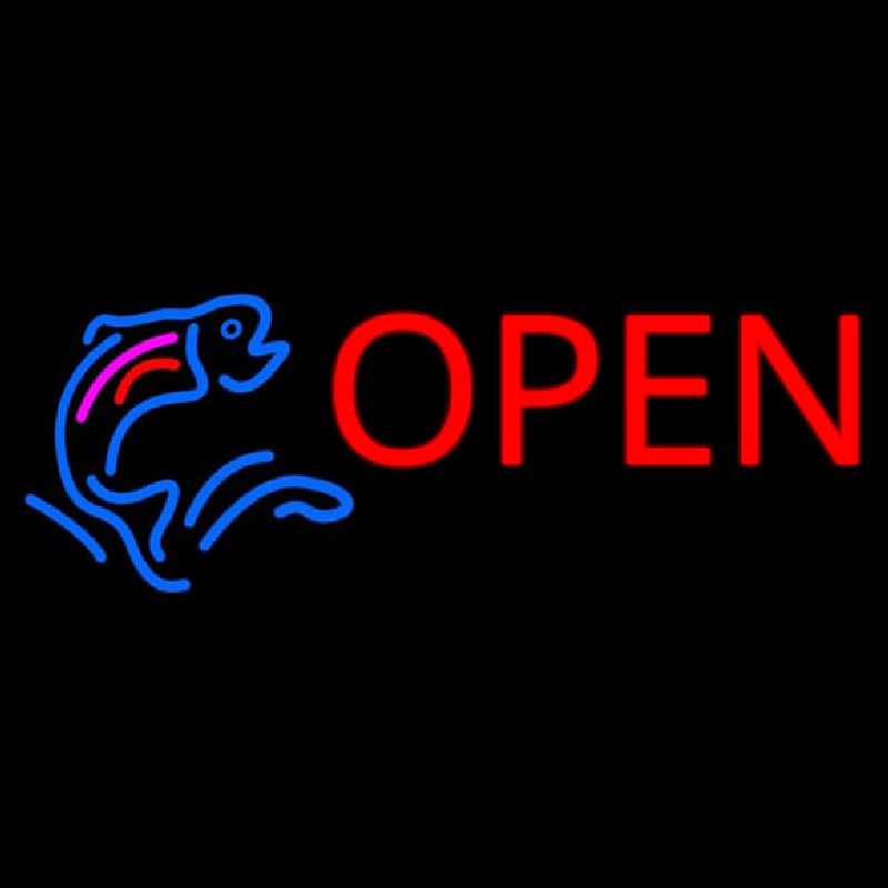 Fish Logo Open Block Neonskylt