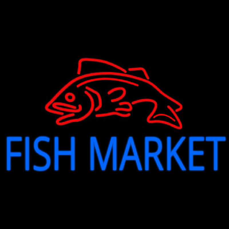 Fish Market With Red Fish Neonskylt