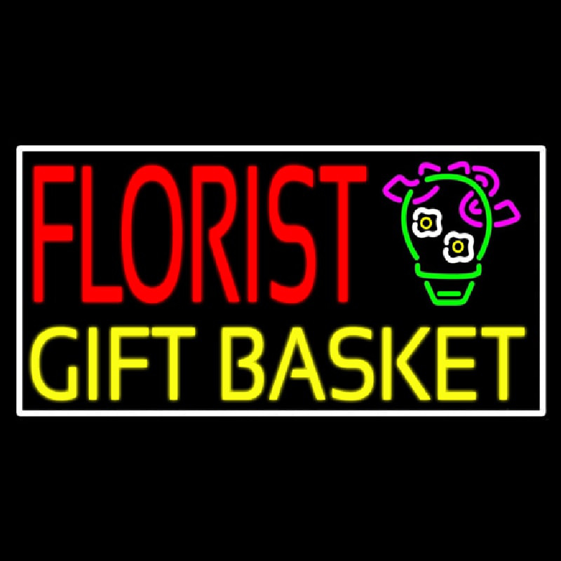 Florist Gifts Baskets White Border Neonskylt