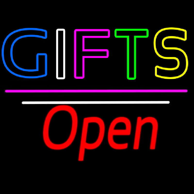 Gifts Block Open White Line Neonskylt