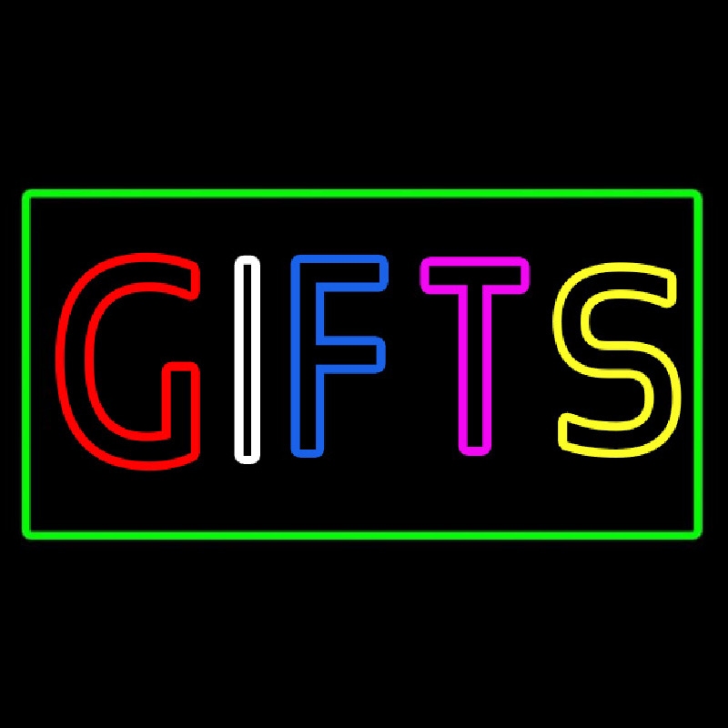 Gifts Green Rectangle Neonskylt