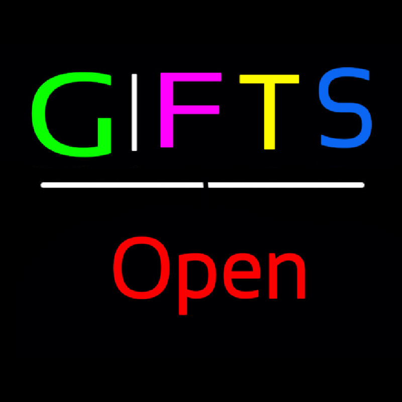 Gifts Open White Line Neonskylt