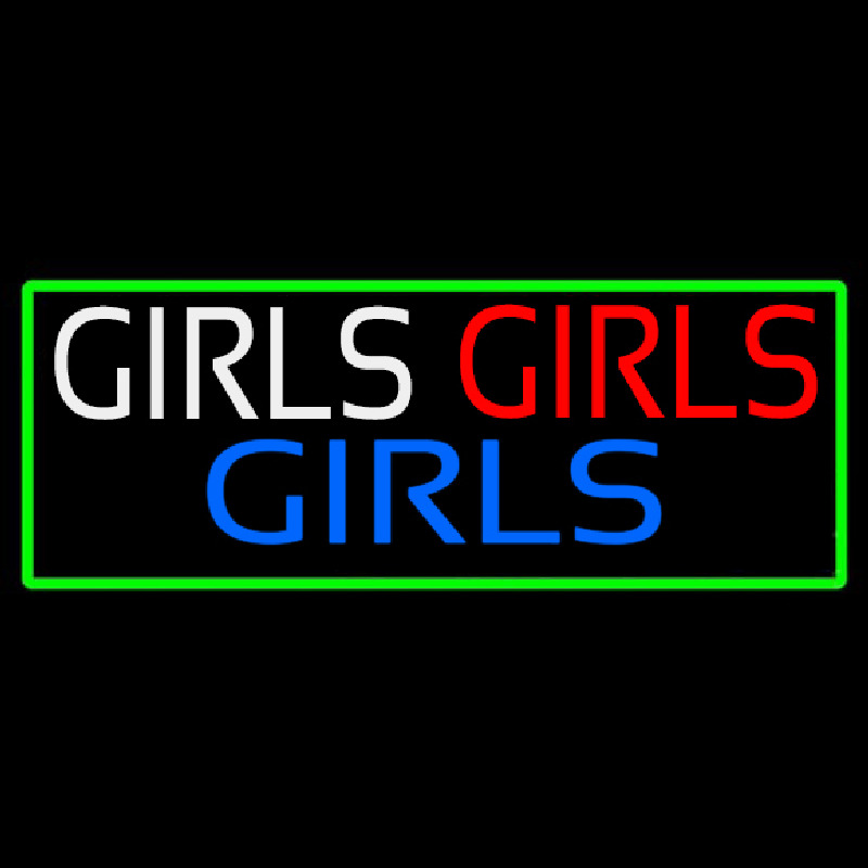 Girls Girls Girls Strip With Turquoise Border Neonskylt