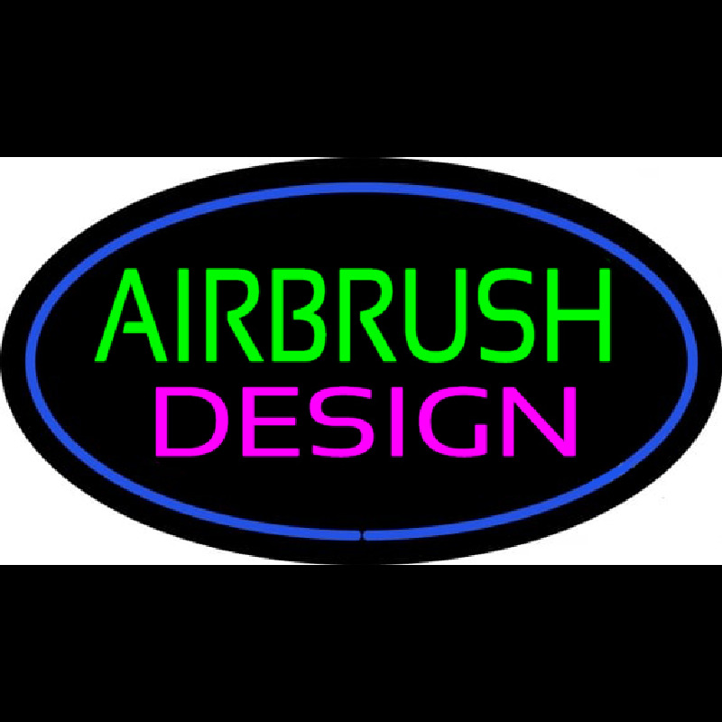 Green Airbrush Design Pink Oval Blue Neonskylt