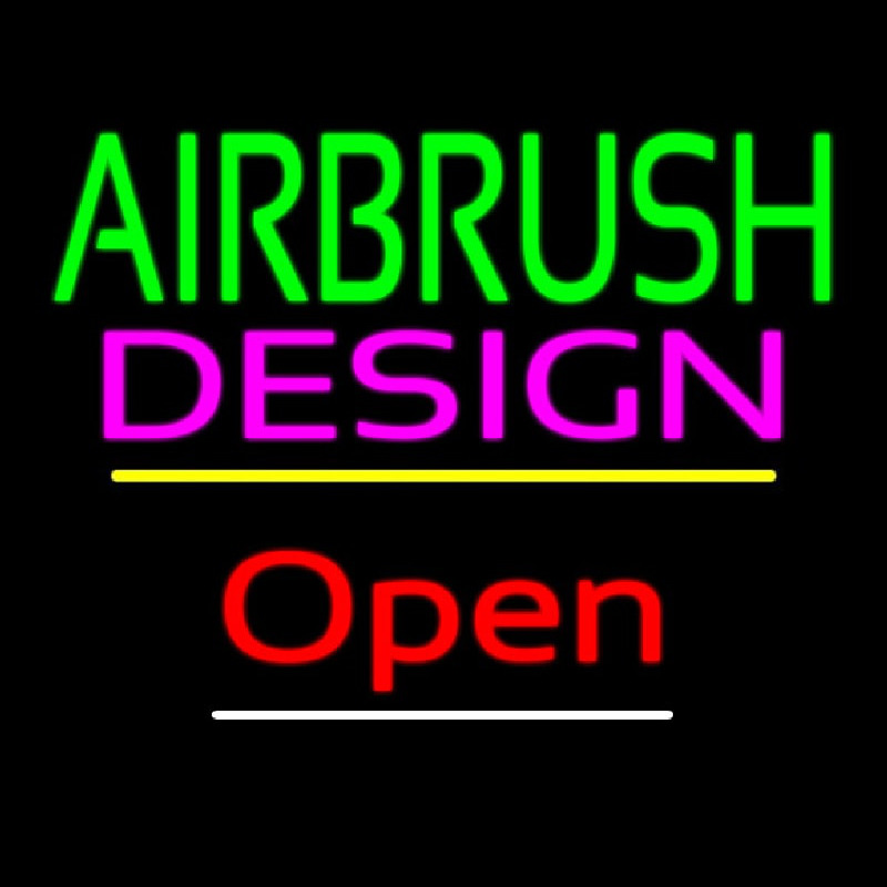 Green Airbrush Pink Design Open Yellow Line Neonskylt