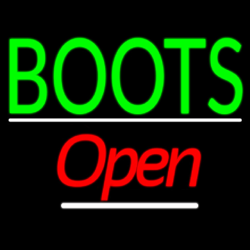 Green Boots Open Neonskylt