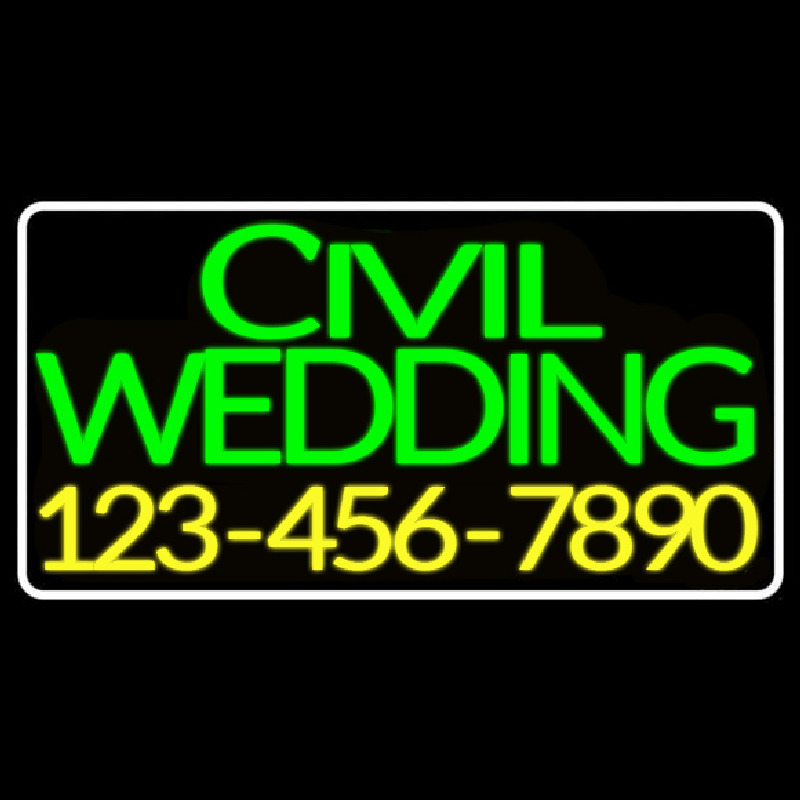 Green Civil Wedding With Phone Number Neonskylt