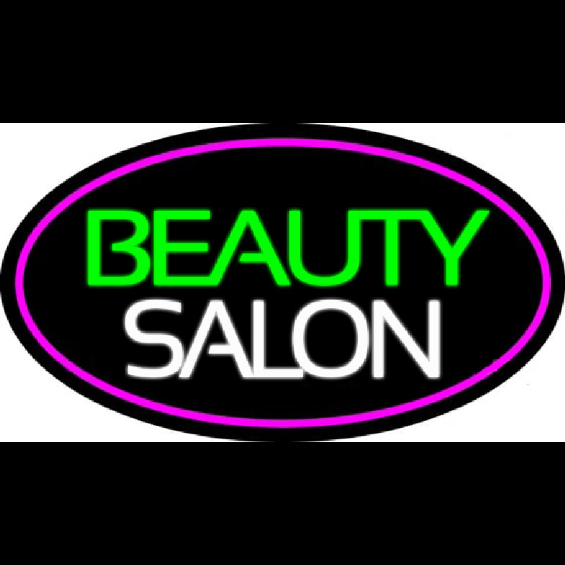 Green Cursive Beauty Block Salon Neonskylt