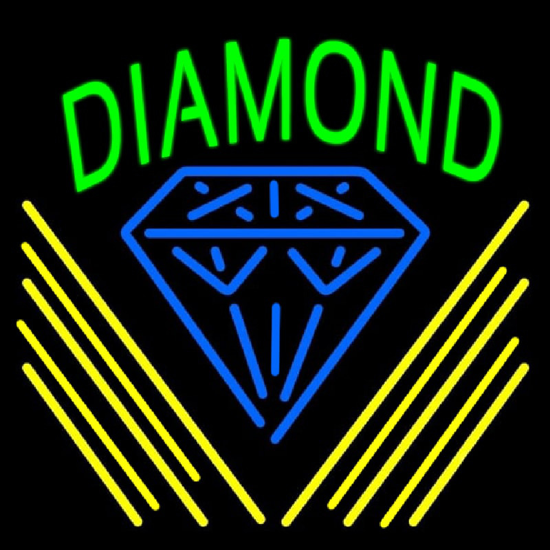 Green Diamond Yellow Line Neonskylt