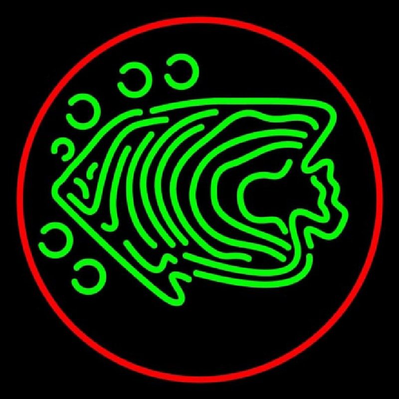 Green Fish Red Circle Neonskylt