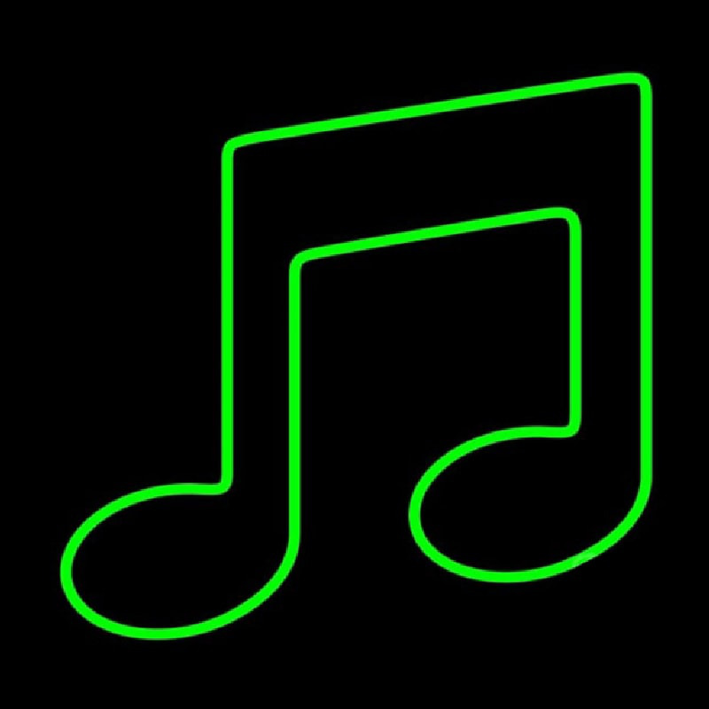 Green Music Note Neonskylt