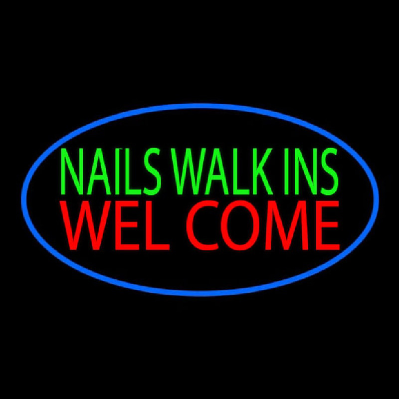 Green Nails Walk Ins Welcome Neonskylt