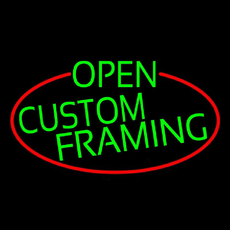 Green Open Custom Framing Oval With Red Border Neonskylt