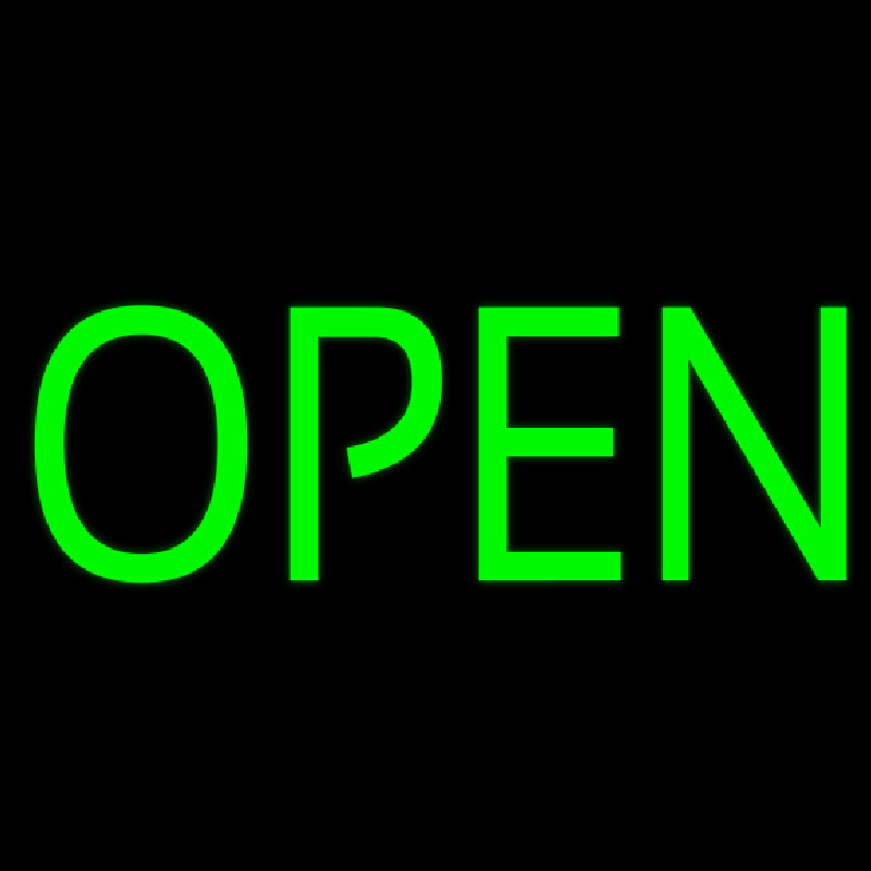 Green Open Neonskylt