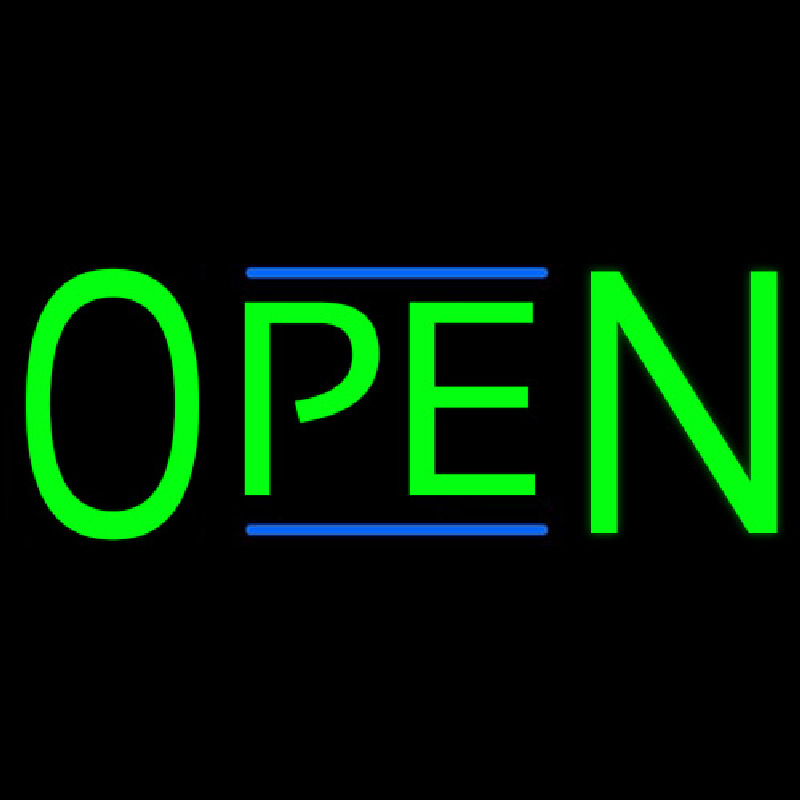 Green Open Neonskylt