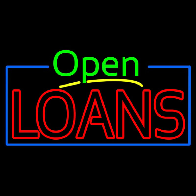 Green Open Red Double Stroke Loans Neonskylt