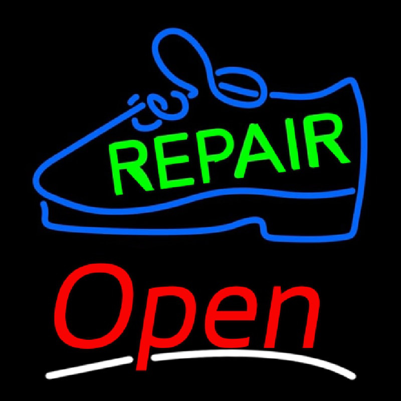 Green Repair Shoe Open Neonskylt