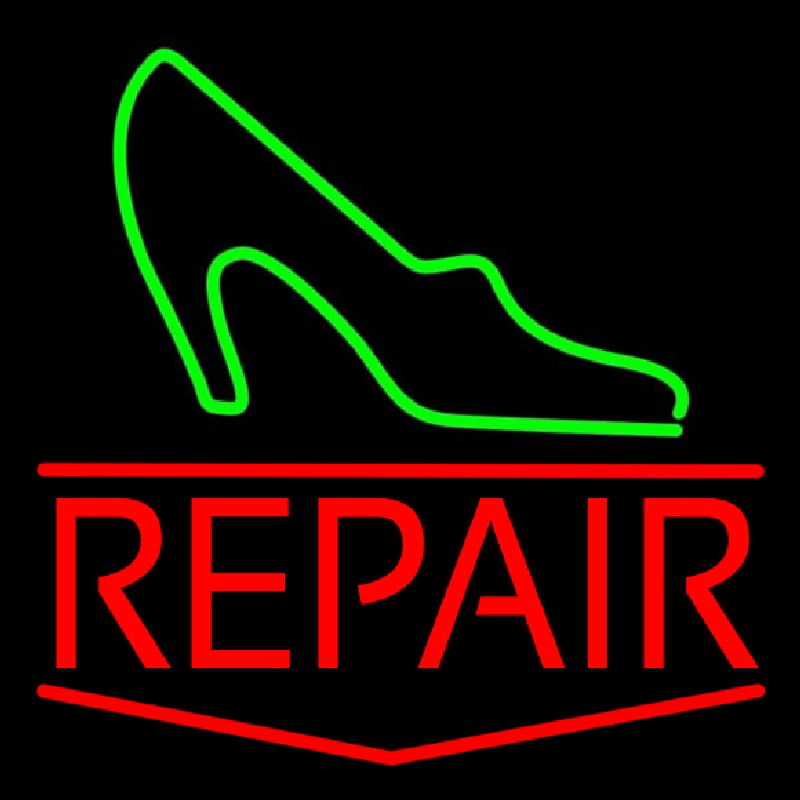 Green Sandal Red Repair Neonskylt