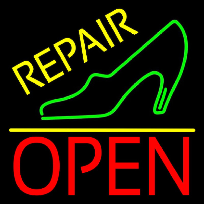 Green Sandal Repair Open Neonskylt