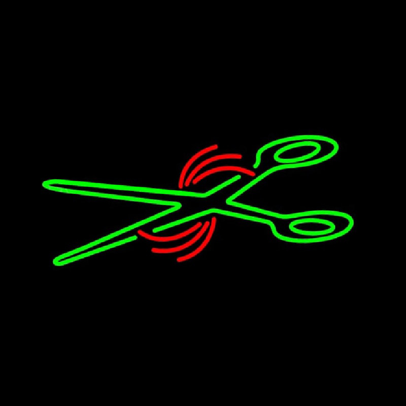 Green Scissor Logo Neonskylt