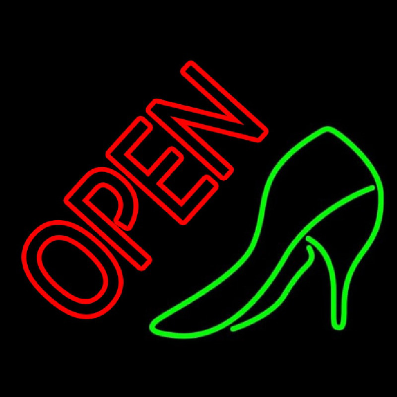 Green Shoe Open Neonskylt