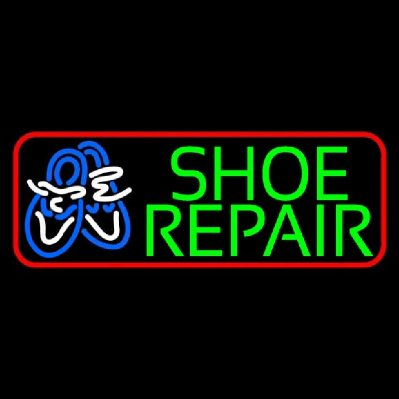 Green Shoe Repair Red Border Neonskylt