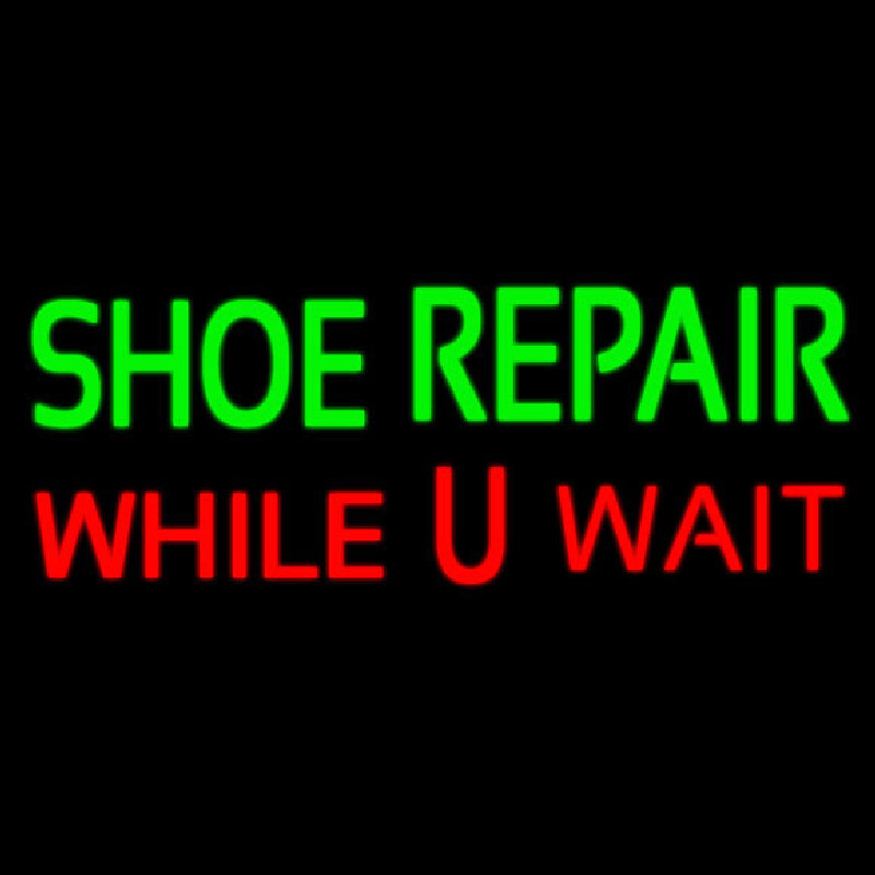 Green Shoe Repair Red While You Wait Neonskylt