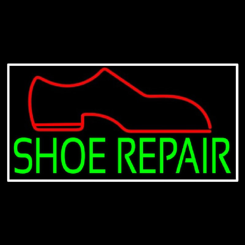 Green Shoe Repair With Border Neonskylt