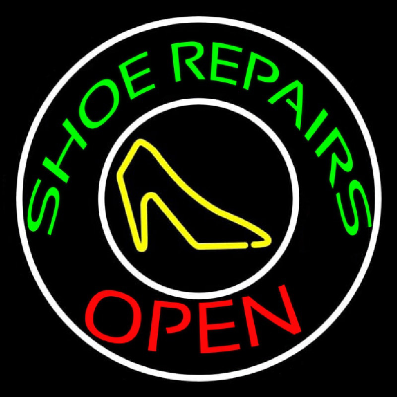 Green Shoe Repairs Open Neonskylt